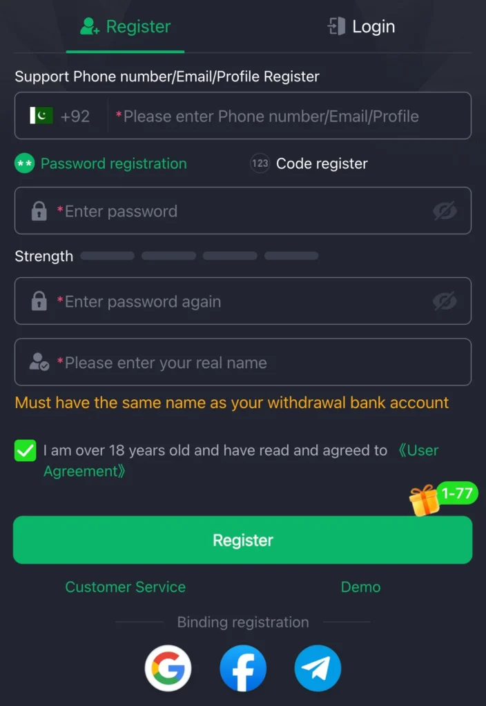 JJ55 Game Download (jj55.com Official App) in Pakistan 3 JJ55 Game Register