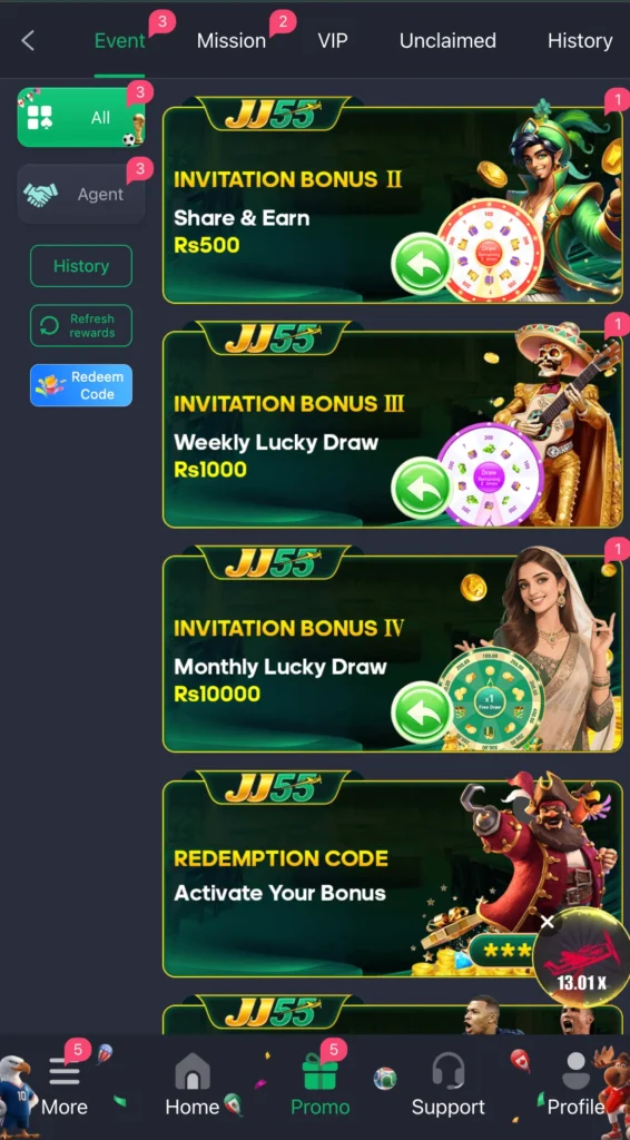 JJ55 Game Download (jj55.com Official App) in Pakistan 5 Rewards and Bonuses of JJ55